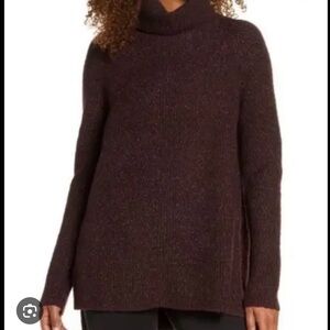 Sweaty Betty Deep Burgundy  Shakti Wool Blend Turtleneck Sweater